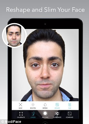 Here a 'before' picture can be seen in the inset image, while the altered image is shown on the main image with noticeable slimming effects to those that have seen the original