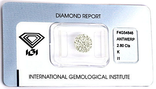 Foto 2, Riesen-Diamant 2,8ct Brillant IGI Superbrillanz Diamond, D5809