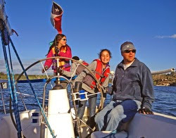 J/105 family sailing on Chilean lake