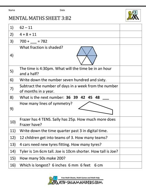  mental maths year 3 worksheets