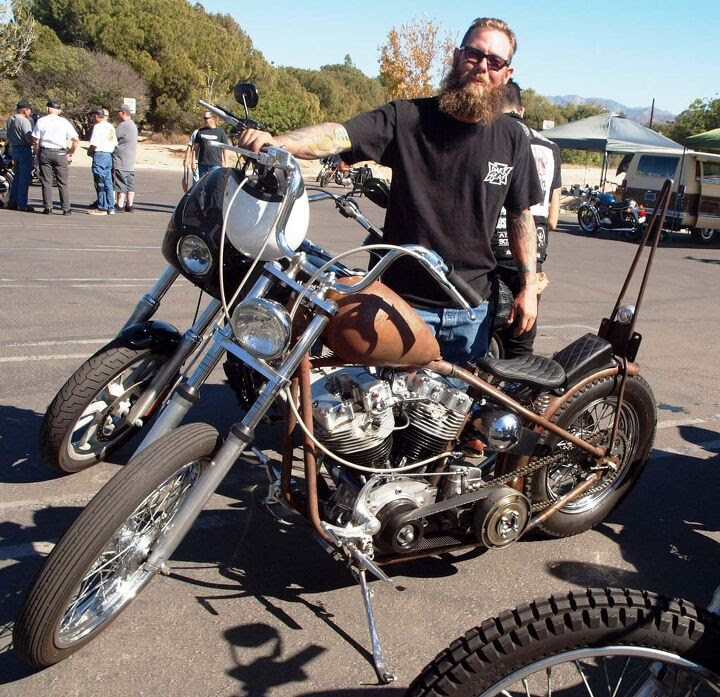 Best O.G. Shovel Chopper: Brandon rumbled in on his ’82 Shovelhead done Old School with open primary, sissy bar and we-don’t-need-no-stinkin’-flashy-paint job.