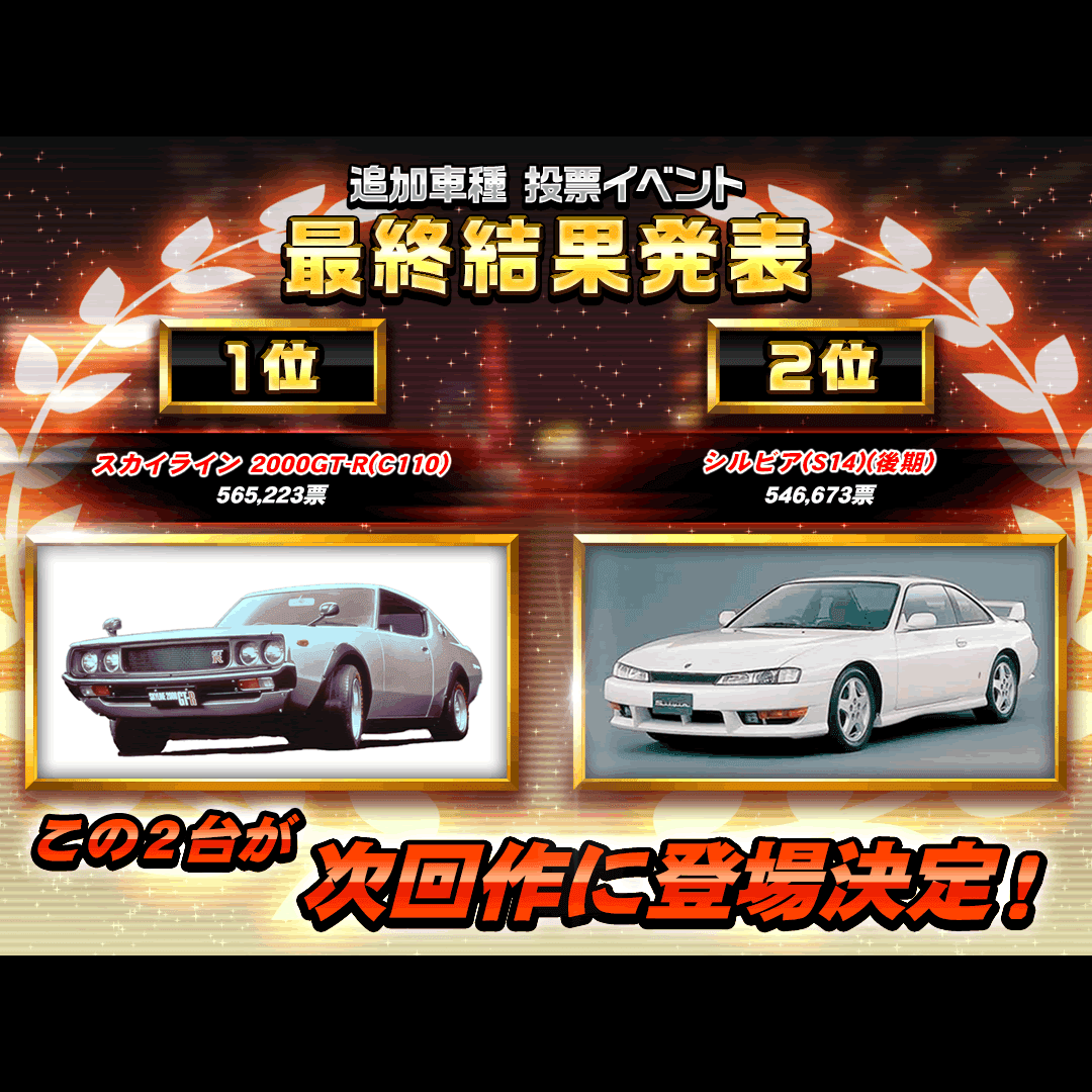 追加車種投票イベント 終了 オンラインイベント情報 Wangan Midnight Maximum Tune 6