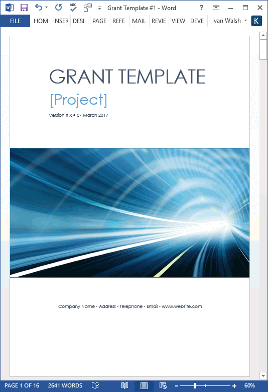 Grant Proposal Template – MS Word with Free Cover Letter 