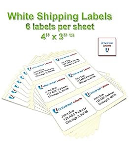 Amazon.com : 600 Universal Labels - (6) up labels. 4 X 3.33 in Size, Use with Avery Template ...