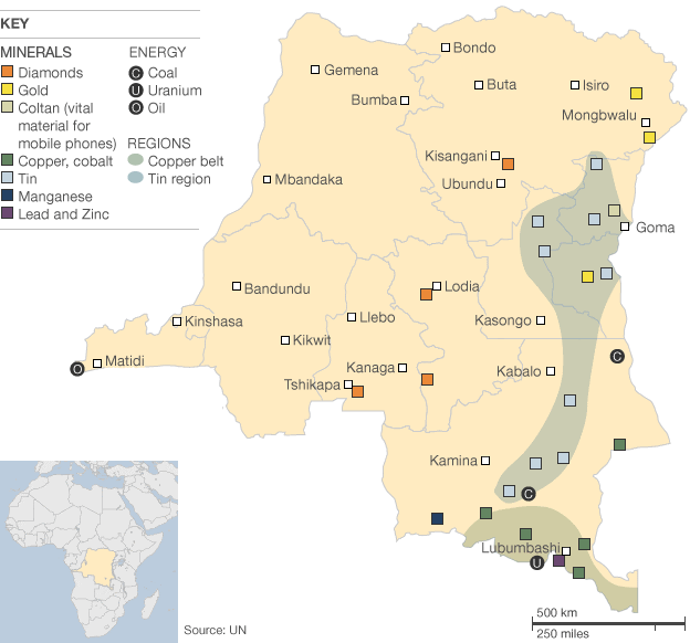 Map showing Congo mineral wealth