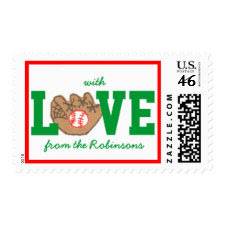 Christmas card stamps -- baseball LOVE stamp