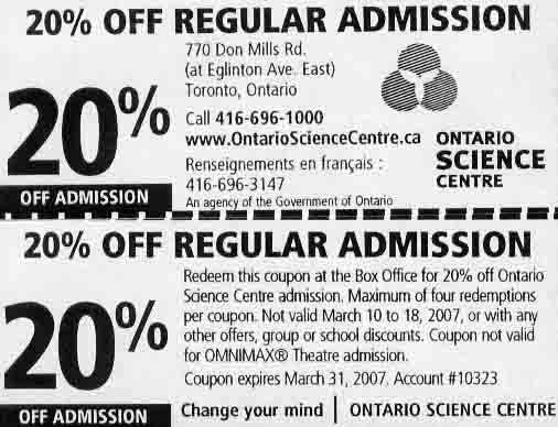 Canadian Coupons: Ontario Science Centre | Canadian Freebies, Coupons ...