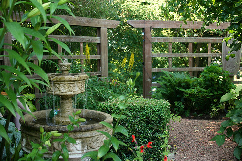 fountain and fence