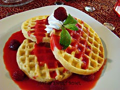 Waffle with Raspberry Sauce