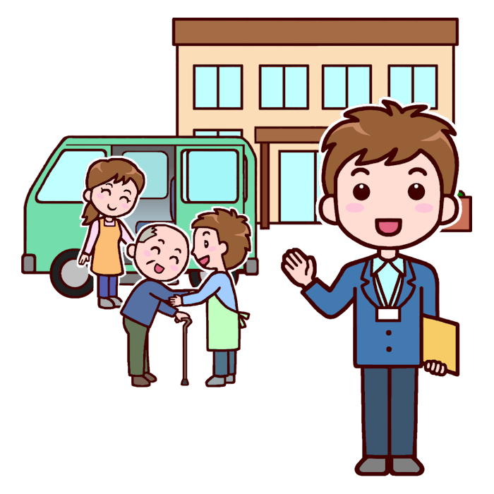 案内2 カラー ケアマネージャー 福祉施設介護者 介護 医療 無料イラスト素材