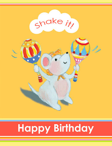 Birthday Maraca Mouse card