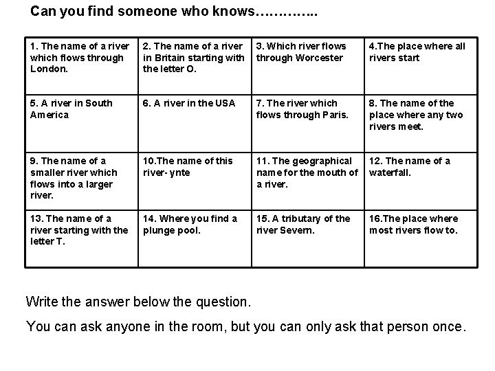 Can You Find Someone Who Knows 1 The