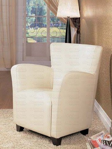 Accent Chair Contemporary Style in White Vinyl