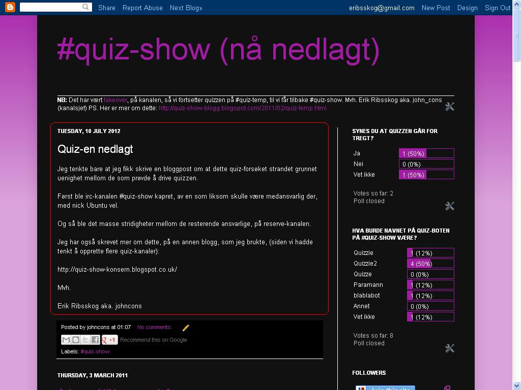 siste oppdatering quiz blogg