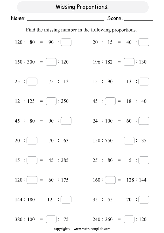 Download 6Th Grade Math Ratios Worksheets Stock ...