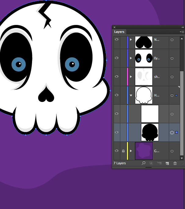 Cartoon Skull Sticker Vector