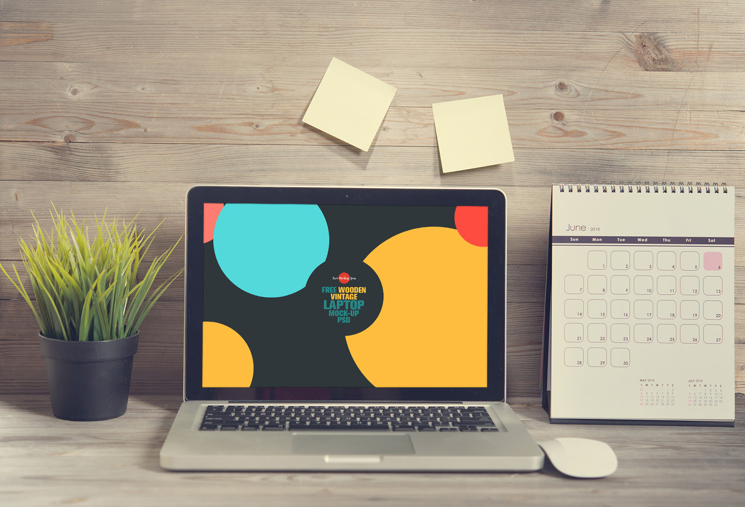 Download Free Wooden Vintage Laptop Mock-up PSD For Graphic & Web ...