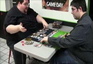 Fat guy flips table playing magic gathering - Video 