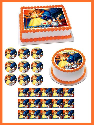 Edible Cake Topper Or Cupcake Topper Beauty And The Beast Belle