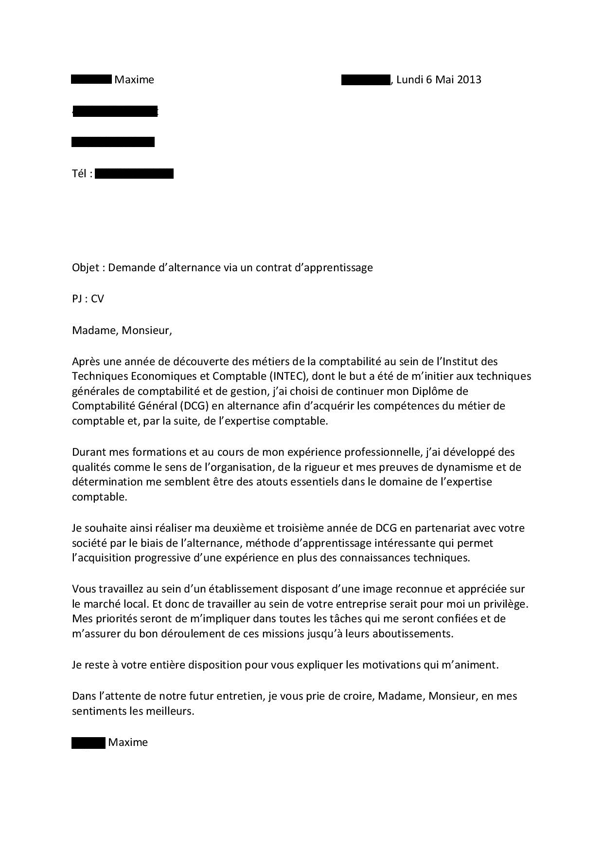 exemple cv dcg alternance