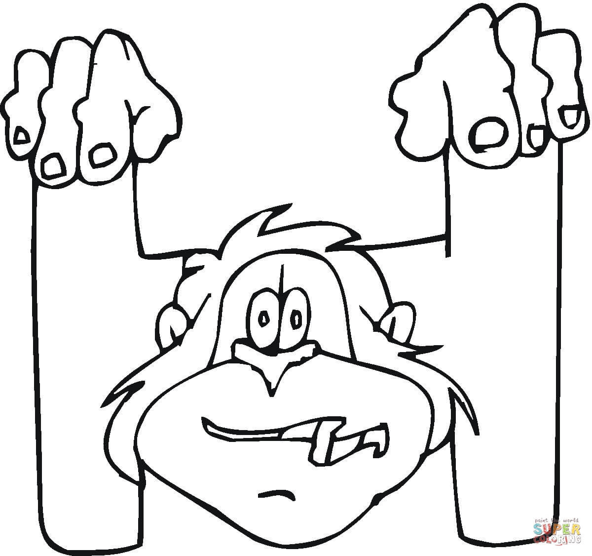 Letter H with Monkey