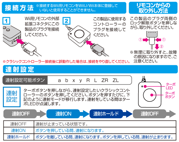 Gametech 株式会社ゲームテック 連打いらないん打ッ クラシックコントローラが連射コントローラ に早変わり ホールド設定も可能な連射アダプタ
