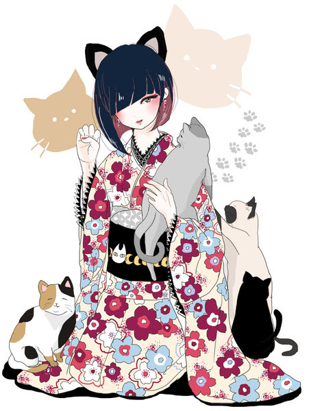 ねこ 着物 Pixiv年鑑 B