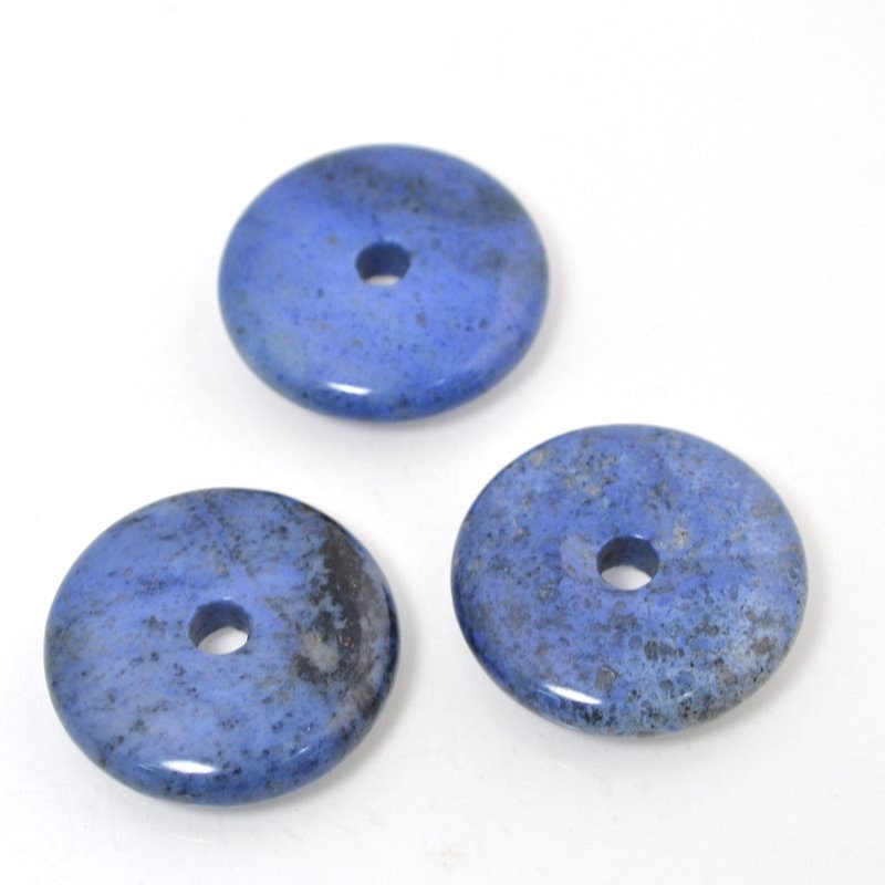 s48947 Stone - 40 mm Lucky Wheel Donut Pendant - Sunset Dumortierite