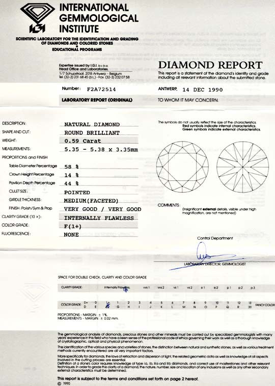 Foto 9, Diamant 0,59ct IGI Lupenrein Top-Wesselton-Plus! Juwel!, D5576