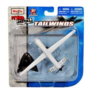 Maisto Fresh Metal Tailwinds 1:97 Scale Die Cast United States Military Aircraft - US Air Force Medium Altitude, Long Endurance, Unmanned Aerial Vehicle (UAV) RQ-1 Predator with Display Stand (Dimension: 6" x 3-1/2" x 1")