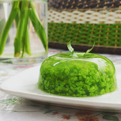 Cara membuat puding lumut pandan hijau