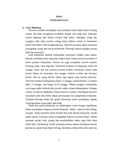 Asuhan Keperawatan Ibu Hamil Trimester 1
