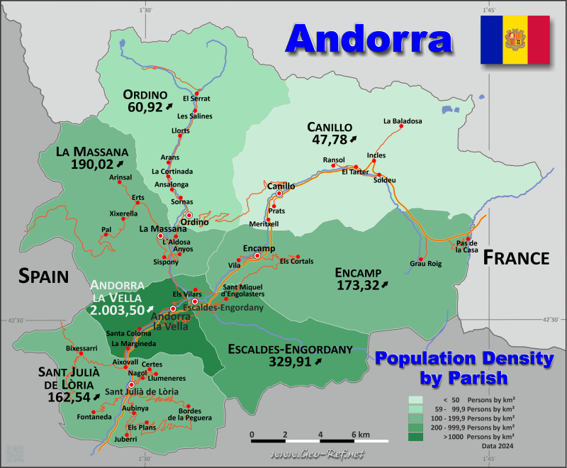 andorra mapa Andorra   Datos de población del país, Enlaces y mapas