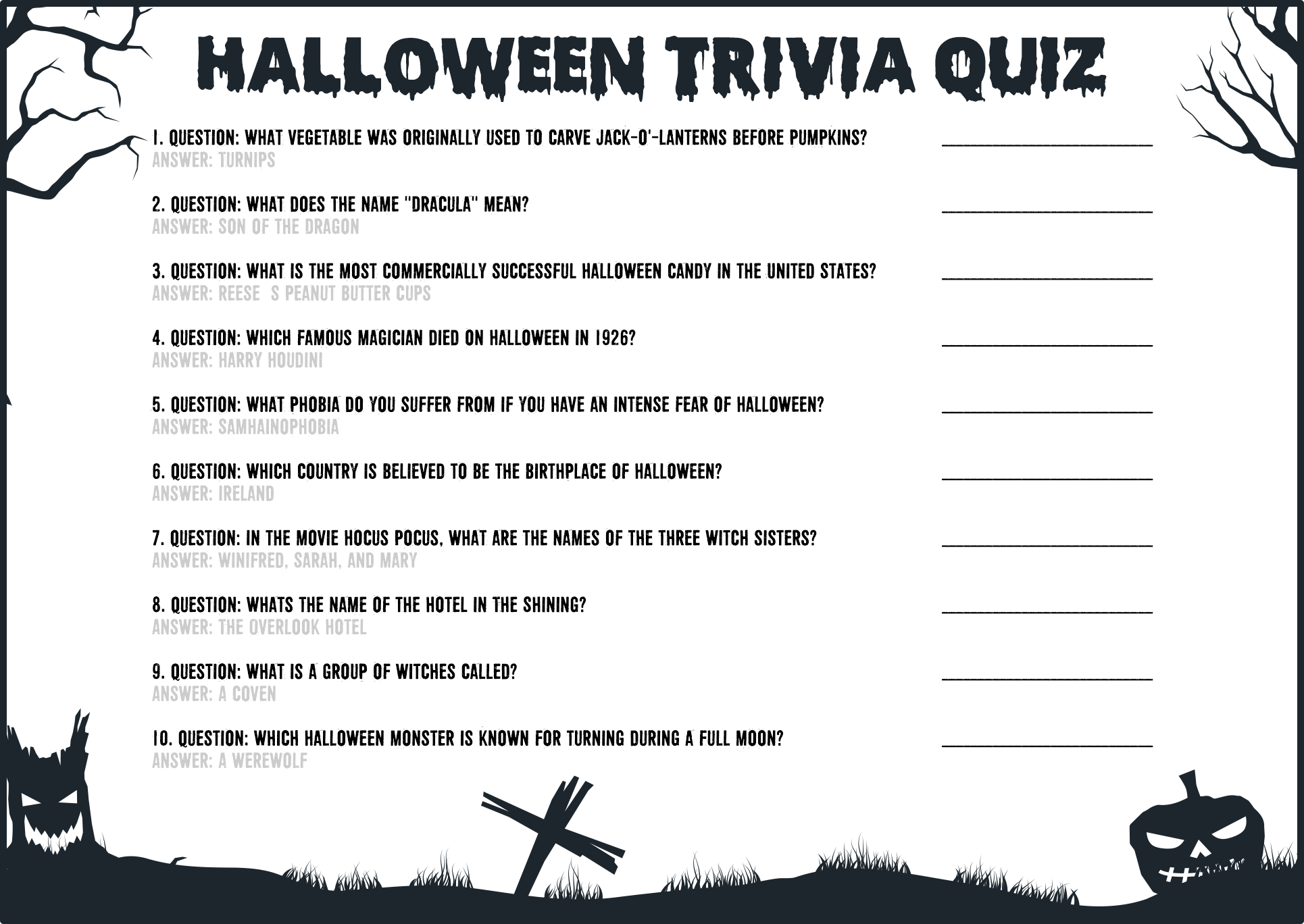 6 Best Images of Halloween Movie Trivia Printable ...