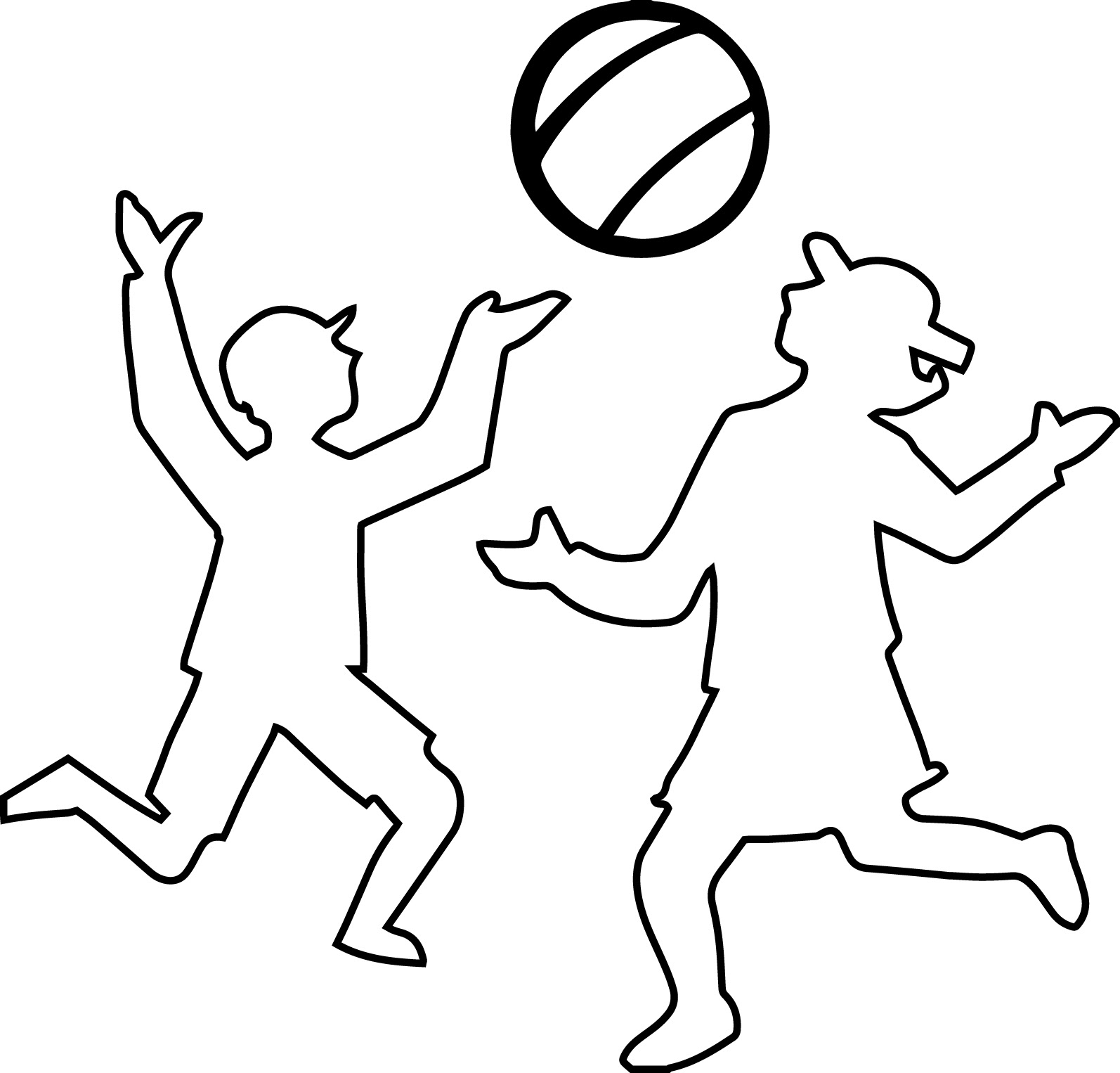 Play Voleyball Children Outline Coloring Page  Wecoloringpage.com
