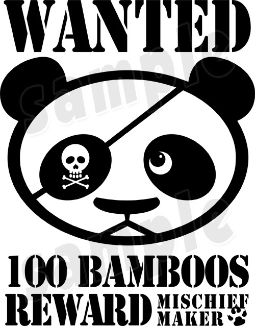 Wantedパンダtシャツ パンダ Panda Tシャツ かわいい イラスト 指名手配 Wanted ポスター ジョーク ユーモア ドクロ 骸骨 海賊 眼帯