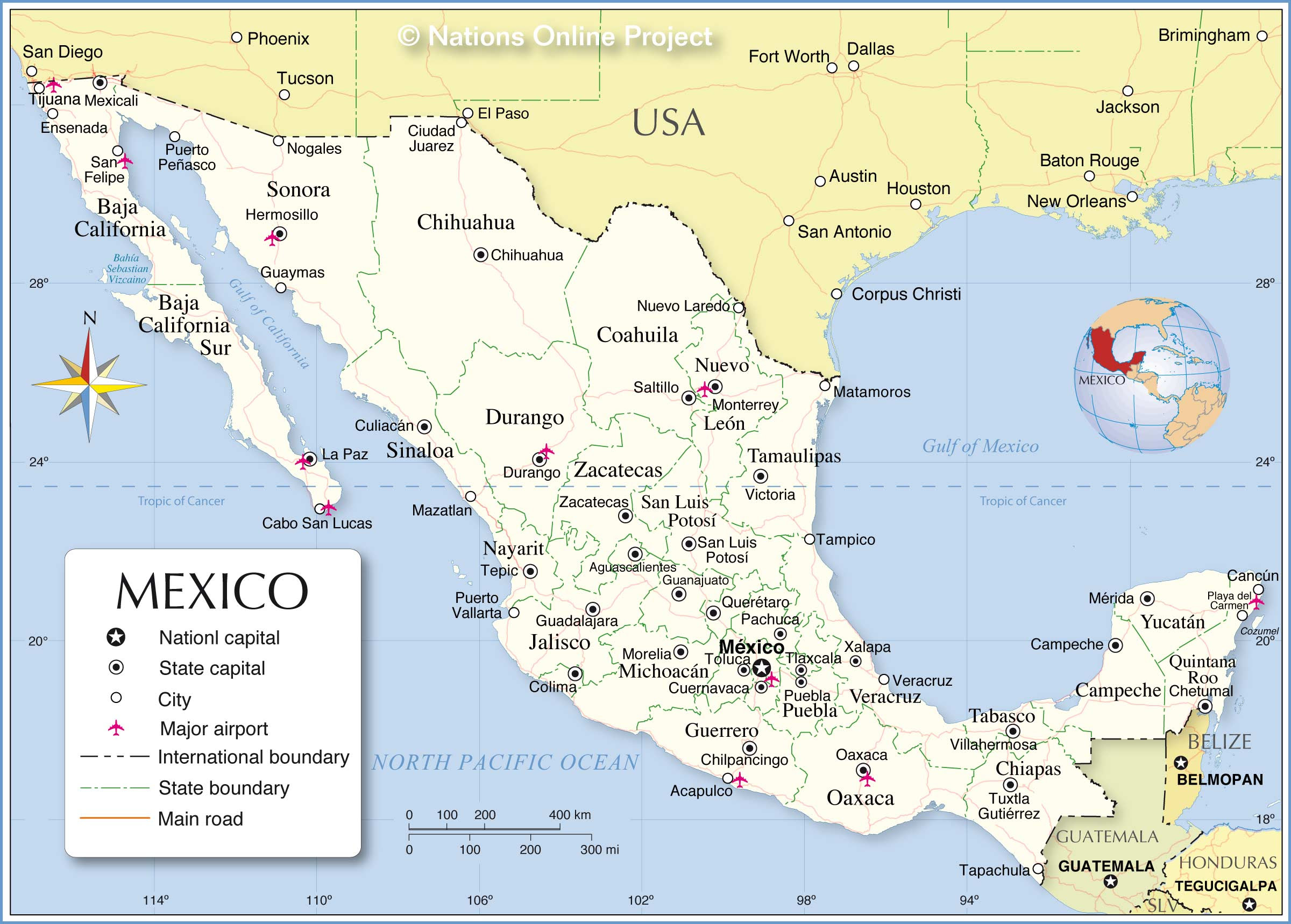 Administrative Map Of Mexico Nations Online Project