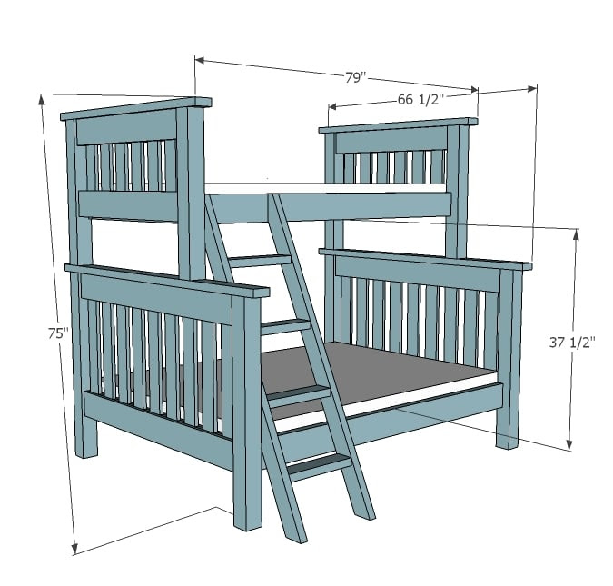 Full Over Full Bunk Bed Plans | Easy Woodworking Plans
