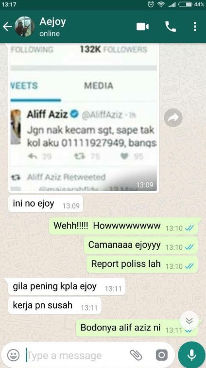 Bagi Nombor Telefon Orang Lain, Aliff Aziz Digelar Bodoh