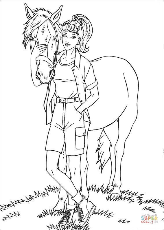 Dibujo De Barbie Con Un Caballo Para Colorear Dibujos Para Colorear Imprimir Gratis