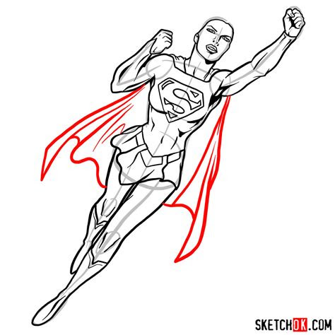 draw supergirl  flight step  step drawing