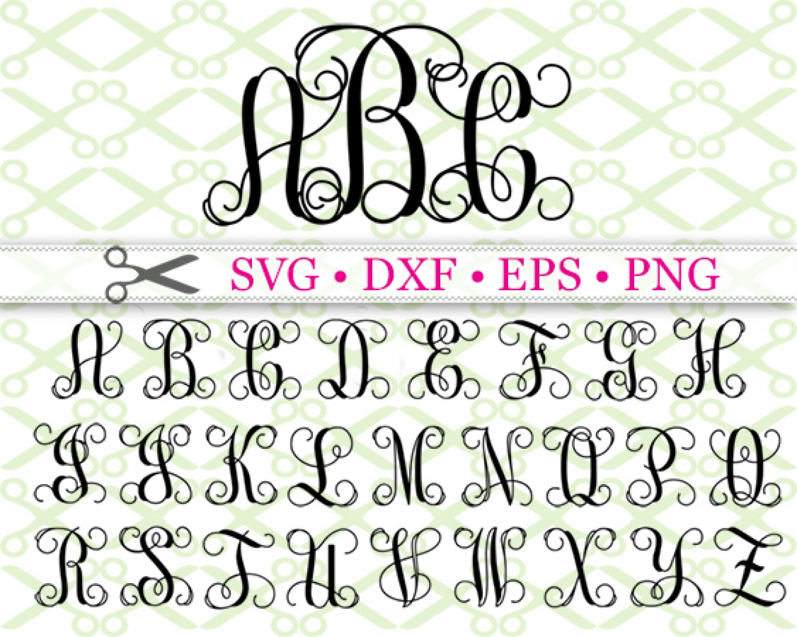 Download VINE MONOGRAM SVG FONT-Cricut Silhouette Files SVG DXF EPS ...