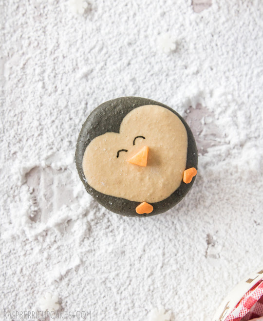 Penguin Macarons with Eggnog Ganache