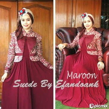Suede By E2 Maroon Baju Muslim Gamis Modern
