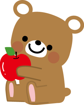 クマとリンゴのイラスト 無料イラスト