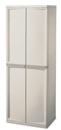 :Sterilite 01428501 4-Shelf Utility Cabinet with Putty Handles, Platinum
