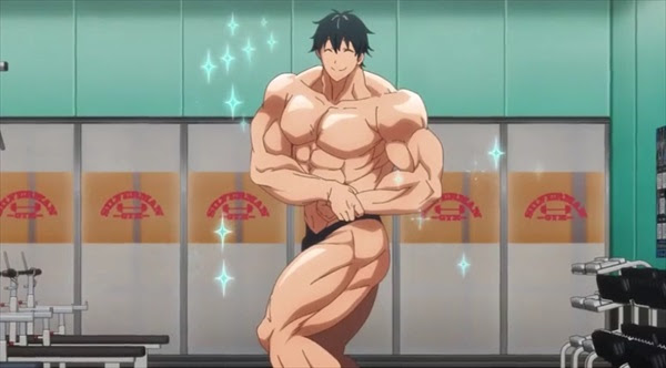 ダンベル何キロ持てる 1話 アニメ感想 ひびきと筋肉フェチ朱美の出会い 街雄トレーナーと理想の体を手に入れろ ラフアニメ
