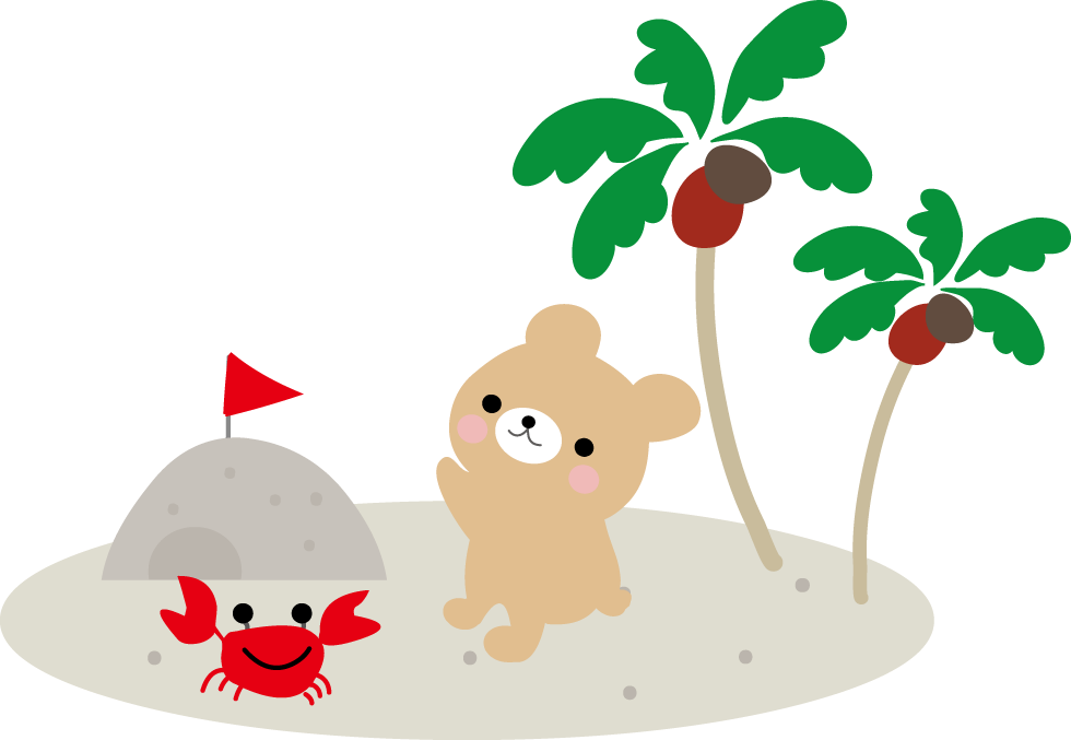 夏のビーチのイラスト海の砂浜 無料イラスト