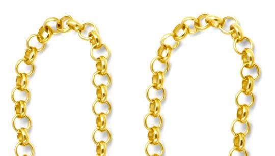 Originalfoto ANTIKE ERBSEN GOLD-SCHIEBERKETTE 14K, KARABINER, LUXUS!