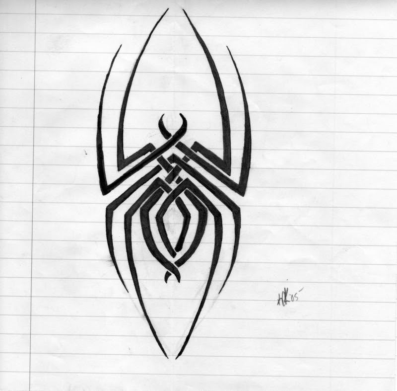 Tribal Line Spider Tattoo Design